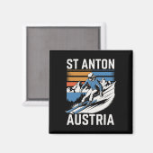 Retro St Anton Austria Ski Resort マグネット (正面/裏面)