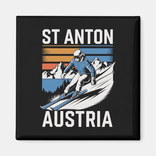 Retro St Anton Austria Ski Resort マグネット (正面)