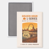 Retro St Louis Missouri Route 66 Landmark Art マグネット (正面/裏面)