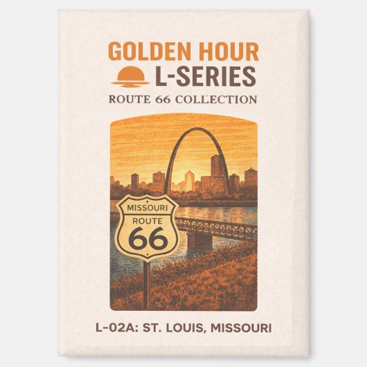 Retro St Louis Missouri Route 66 Landmark Art マグネット (正面)