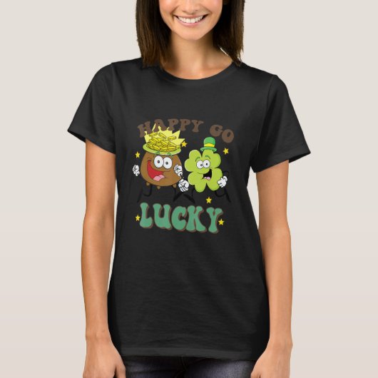 Retro St Patrick's Day Happy Go Lucky Pot Of Gold  Tシャツ (正面)
