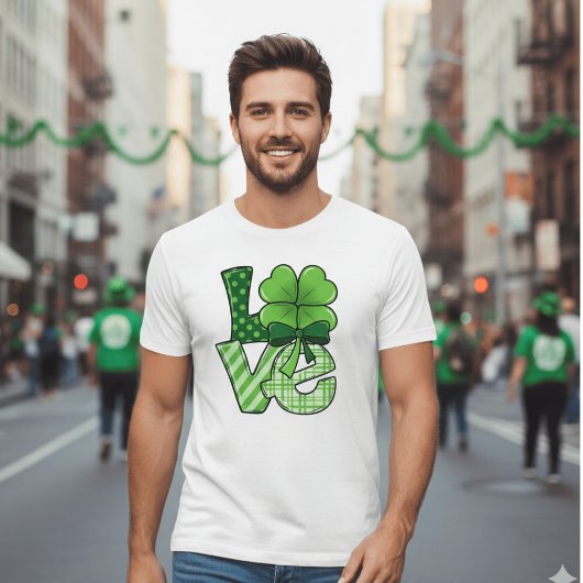 Retro St Patrick's Day Love Clover Green Plaid  Tシャツ