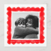 retro stamping red frame photo square christmas シーズンカード (正面)