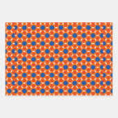 Retro Star Round Flower Orange Blue ラッピングペーパーシート (正面)