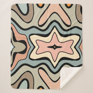 Retro Starburst Abstract Art Throw Blanket シェルパブランケット