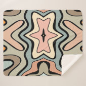 Retro Starburst Abstract Art Throw Blanket シェルパブランケット (正面(横))