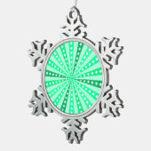 Retro Starburst Background - Green スノーフレークピューターオーナメント (右)