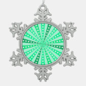 Retro Starburst Background - Green スノーフレークピューターオーナメント (正面)