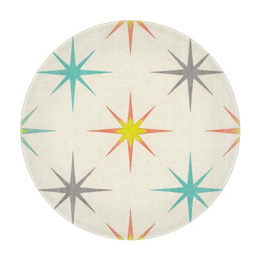 Retro Starburst Mid-Century Pattern カッティングボード (正面)
