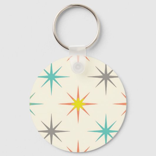 Retro Starburst Mid-Century Pattern キーホルダー (正面)