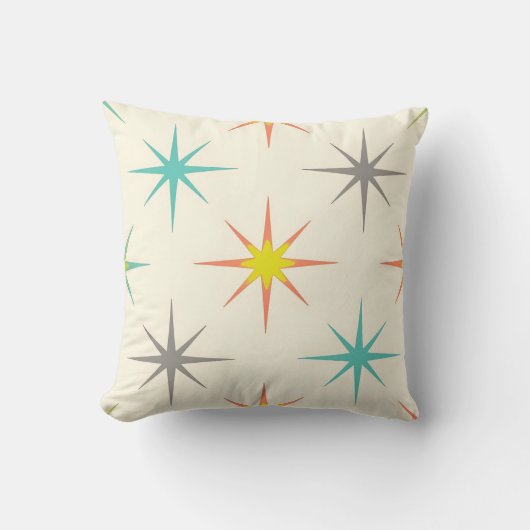 Retro Starburst Mid-Century Pattern クッション (正面)