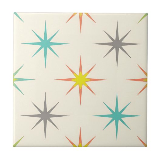 Retro Starburst Mid-Century Pattern タイル (正面)