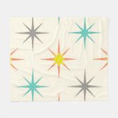 Retro Starburst Mid-Century Pattern フリースブランケット (正面(横))