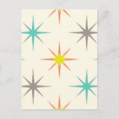 Retro Starburst Mid-Century Pattern ポストカード (正面)