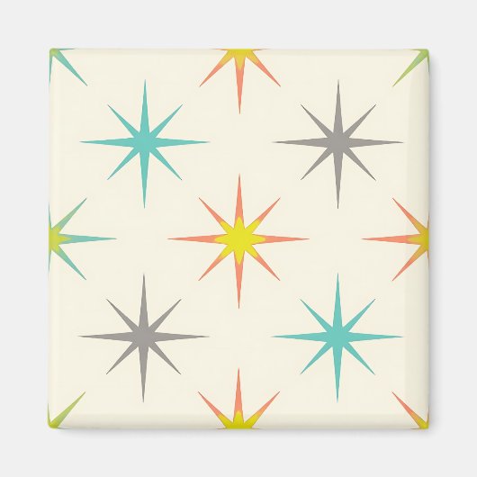 Retro Starburst Mid-Century Pattern マグネット (正面)