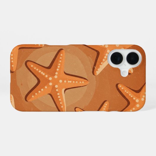 Retro Starfish Pattern iPhone 16ケース (裏面横)