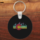 Retro State Flag Colorado Rocky Mountains Skiing A キーホルダー (正面)