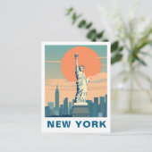 Retro Statue of Liberty New York City Travel ポストカード (スタンド正面)
