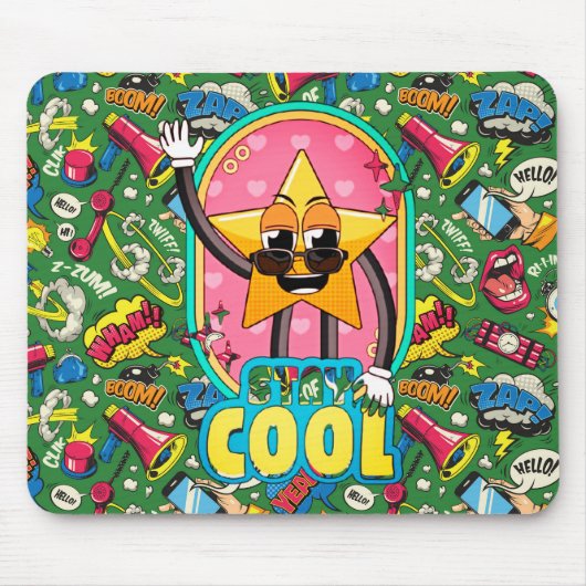 Retro Stay Cool Star Pop Art Mouse Pad マウスパッド (正面)
