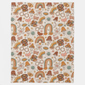 Retro Stay Groovy Peace and Love Mushrooms Blanket フリースブランケット (正面)