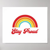 Retro Stay Proud Rainbow Gay Pride ポスター (正面)