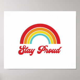 Retro Stay Proud Rainbow Gay Pride ポスター