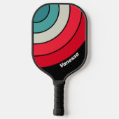 Retro Stealth Circle Stripe with Name ピックルボールラケット (裏面)