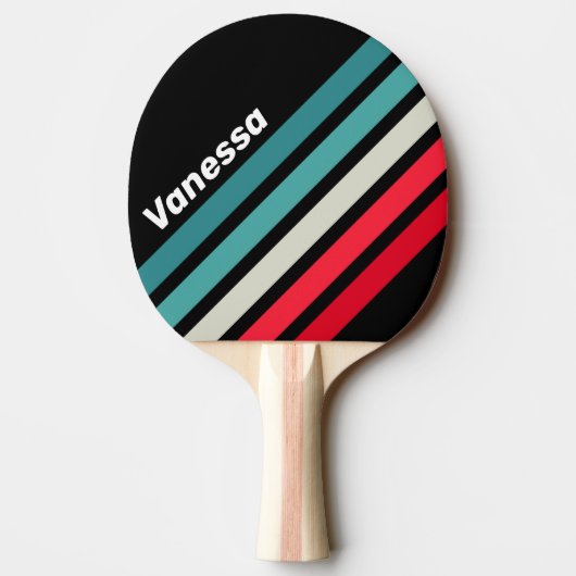 Retro Stealth Rainbow Angled Striping with Name 卓球ラケット (裏面)