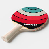 Retro Stealth Rainbow Circle Stripe with Name 卓球ラケット (正面アングル)