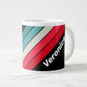 Retro Stealth Rainbow Striped with Name ジャンボコーヒーマグカップ (正面右)