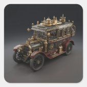 Retro Steampunk Police Cruiser スクエアシール (正面)