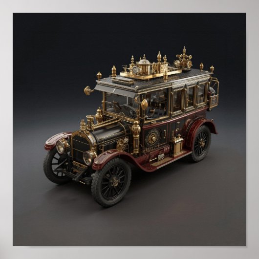 Retro Steampunk Police Cruiser ポスター (正面)