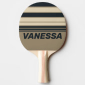 Retro Stormy Desert Horizon Striping with Name 卓球ラケット (裏面)