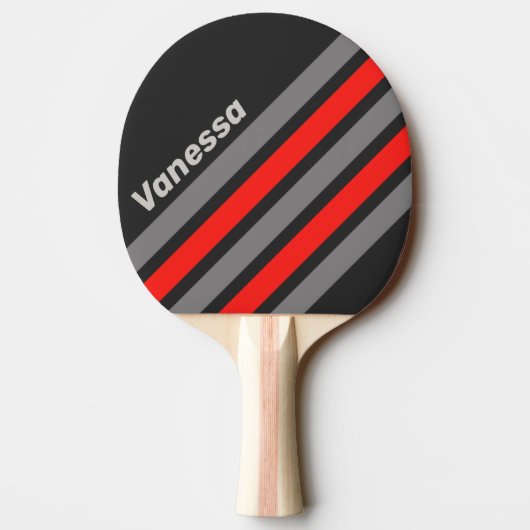 Retro Stormy Sky Angled Striping with Name 卓球ラケット (裏面)