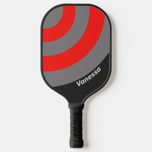 Retro Stormy Sky Circle Stripe with Name ピックルボールラケット (正面)