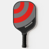 Retro Stormy Sky Circle Stripe with Name ピックルボールラケット (裏面)