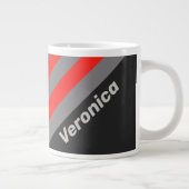 Retro Stormy Sky Stripes with Name ジャンボコーヒーマグカップ (右)