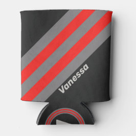 Retro Stormy Sky Stripes with Name 缶クーラー