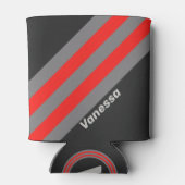 Retro Stormy Sky Stripes with Name 缶クーラー (裏面)