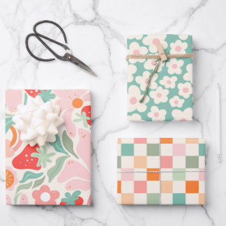 Retro strawberry  ラッピングペーパーシート