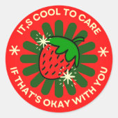 Retro Strawberry Stickers & Decals  ラウンドシール (正面)