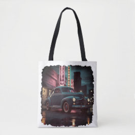Retro Street Scene Art 1940s Classic Car  トートバッグ