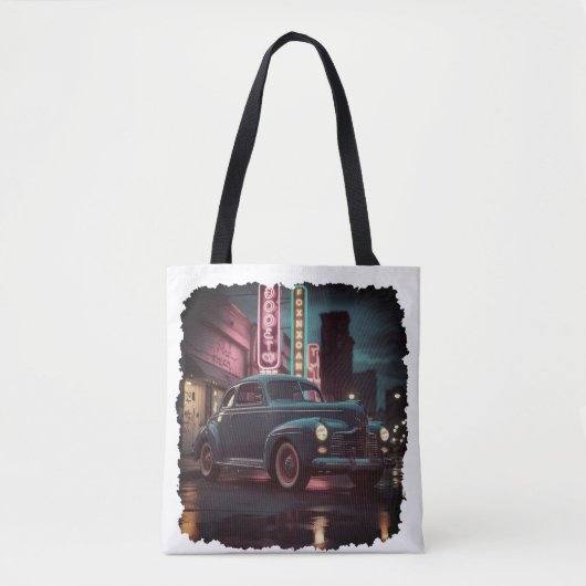 Retro Street Scene Art 1940s Classic Car  トートバッグ (正面)