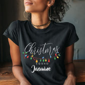 Retro String Light Christmas Squad Name  Tシャツ