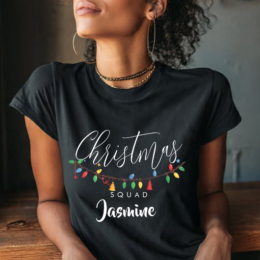 Retro String Light Christmas Squad Name  Tシャツ