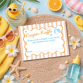 Retro Stripe Diaper Raffle Summer Baby Shower Game エンクロージャーカード