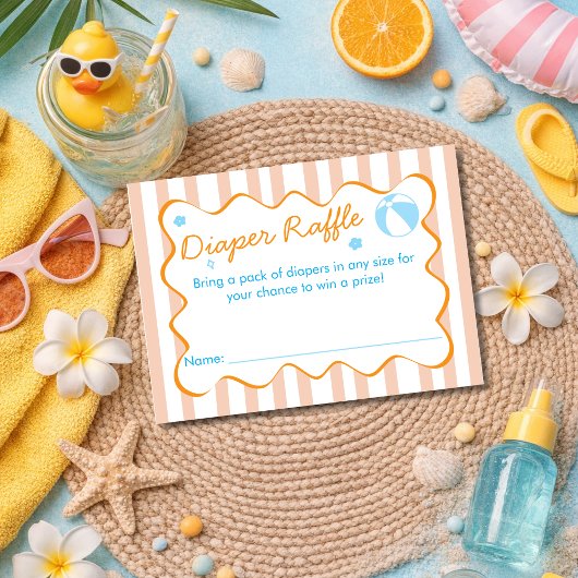 Retro Stripe Diaper Raffle Summer Baby Shower Game エンクロージャーカード
