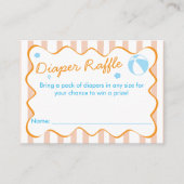 Retro Stripe Diaper Raffle Summer Baby Shower Game エンクロージャーカード (正面)