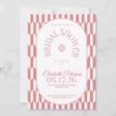 Retro stripe soft pink typography Bridal Shower 招待状 (正面)