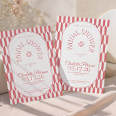 Retro stripe soft pink typography Bridal Shower 招待状